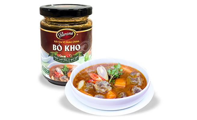 Xốt gia vị Hoàn chỉnh Barona Bò kho  hủ 260g Thùng  24 hủ